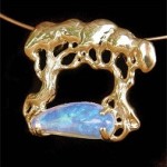'Golden Gums' - Necklet in 9 Carat Gold with Solid Opal Crystal (Sold)